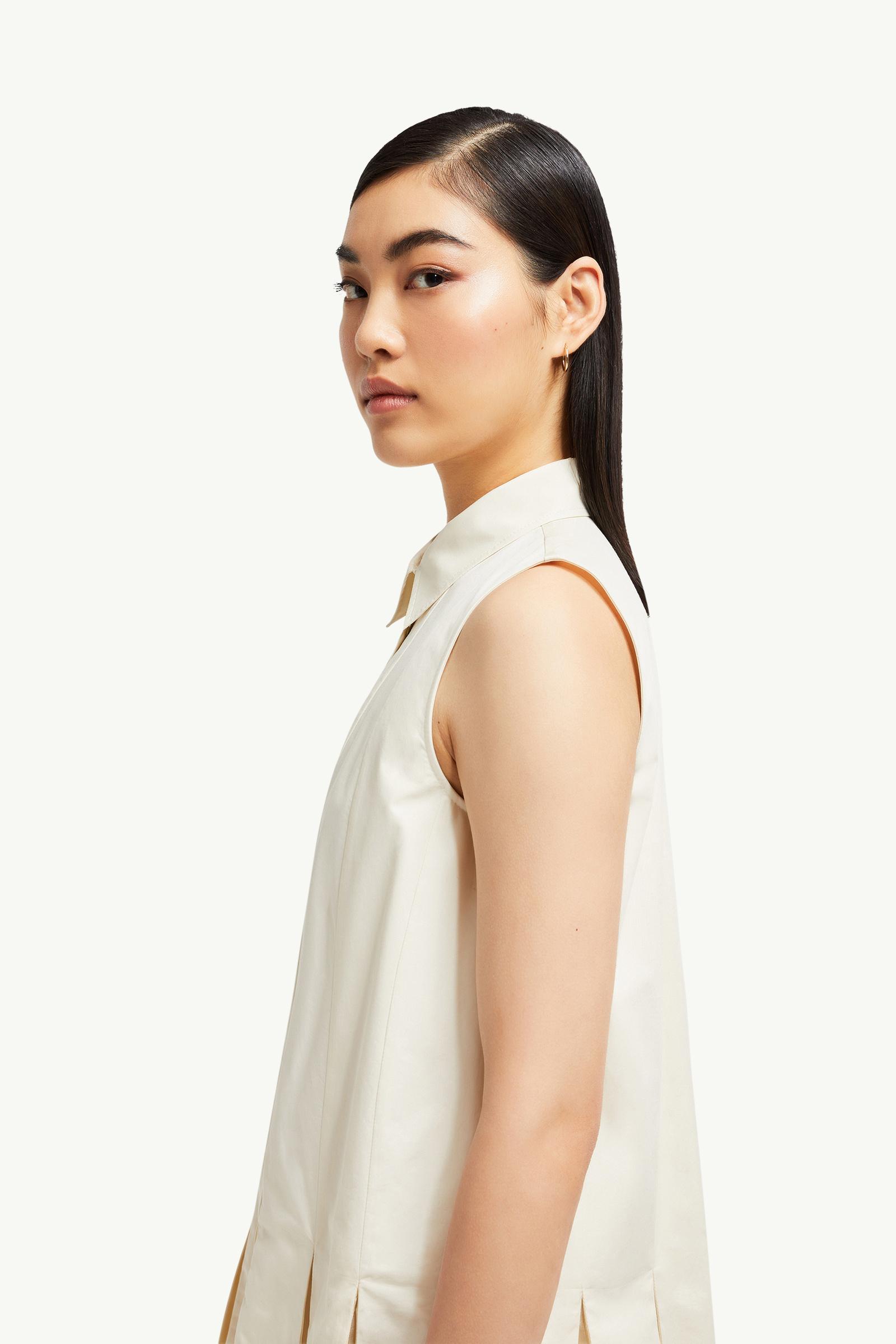 Cotton & Silk Mini Shirt Dress Women White Ivory Moncler 1