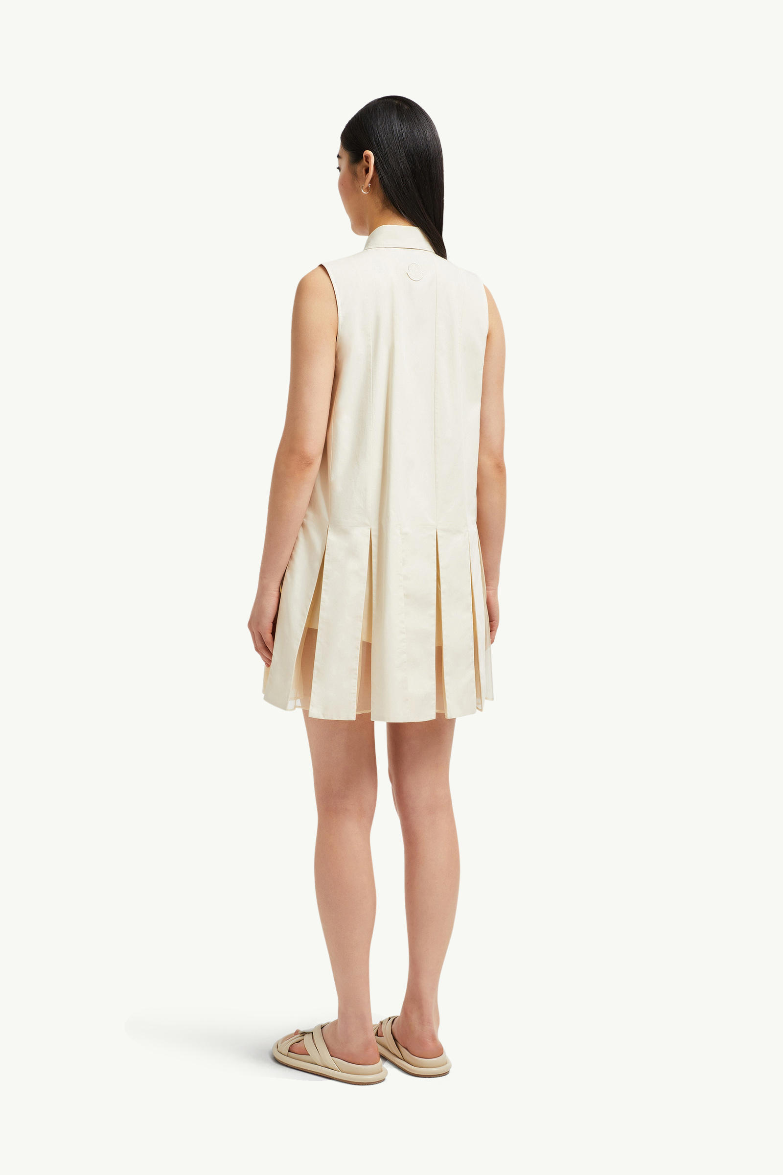 Cotton & Silk Mini Shirt Dress Women White Ivory Moncler 4