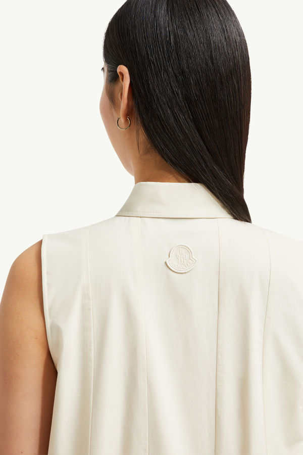 Cotton & Silk Mini Shirt Dress Women White Ivory Moncler 6