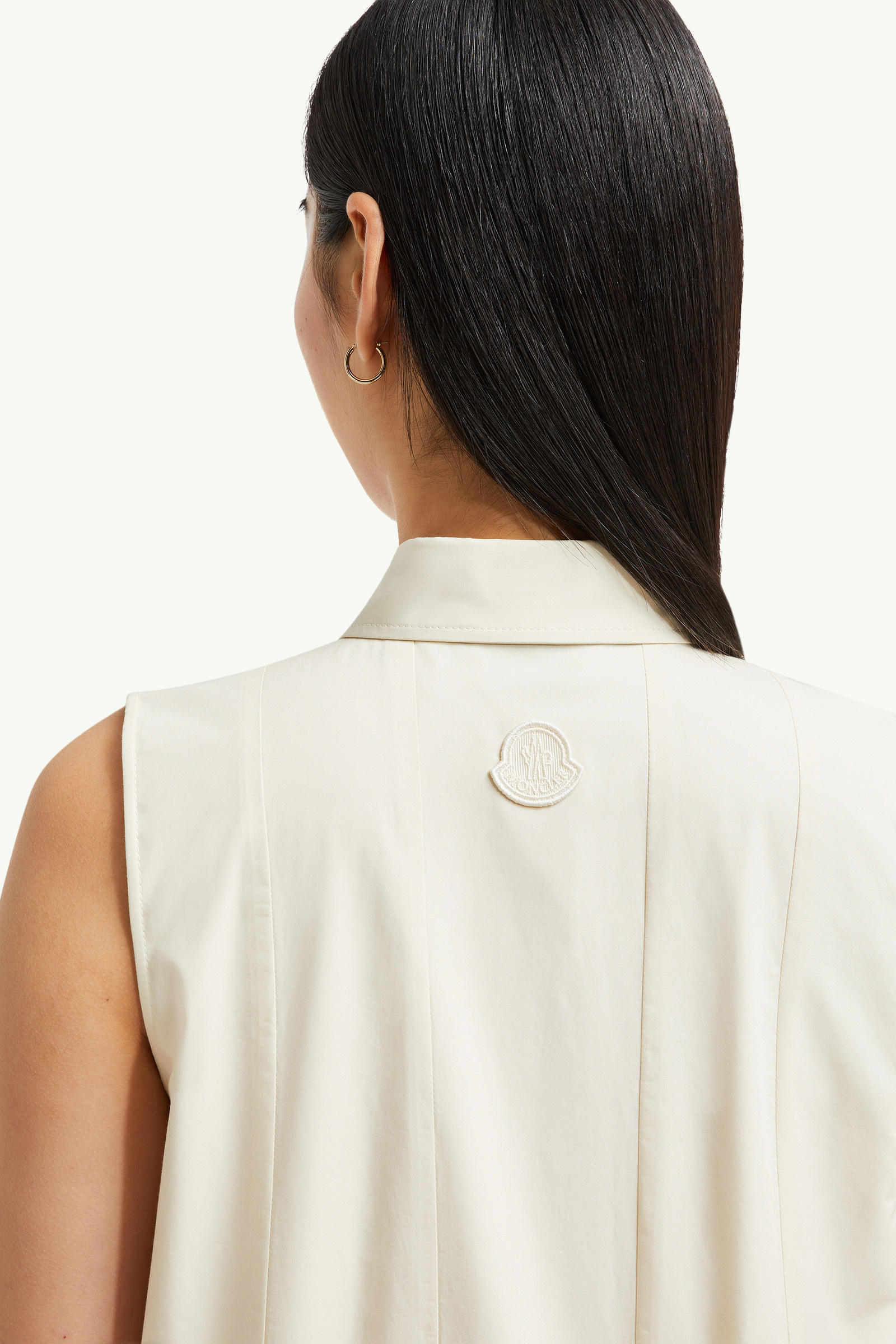 Cotton & Silk Mini Shirt Dress Women White Ivory Moncler 6