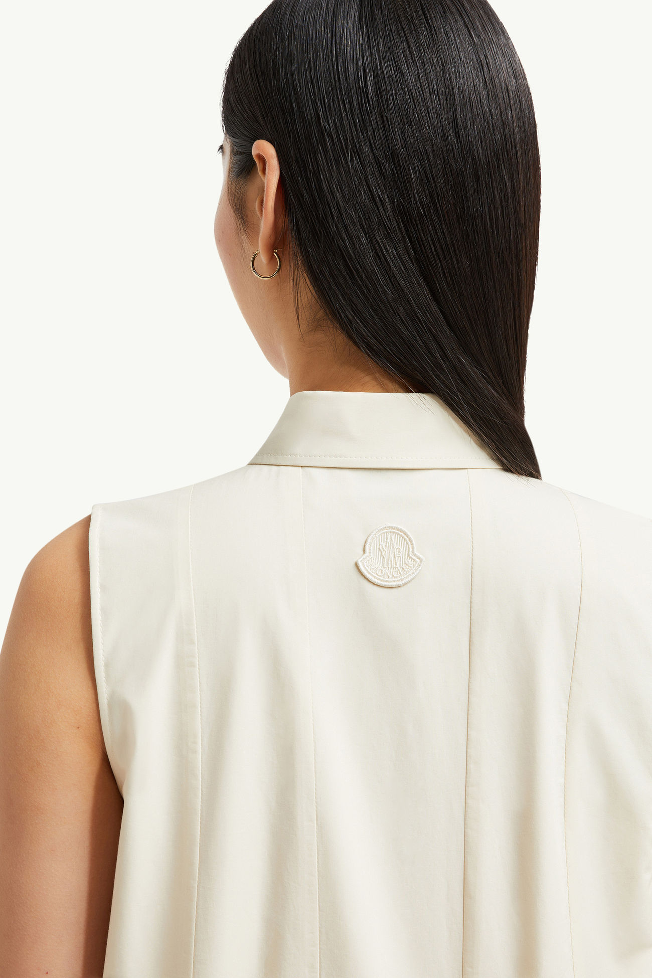 Minivestido camisero de algodón y seda Mujer Blanco Marfil Moncler 6