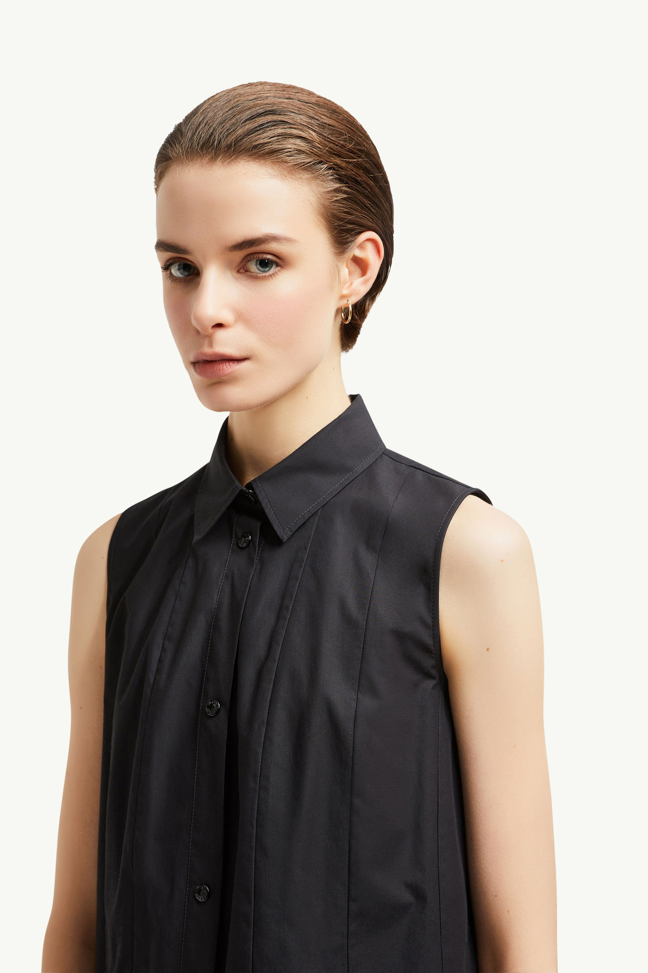 Mini-Hemdkleid aus Baumwolle und Seide Damen Schwarz Moncler 1