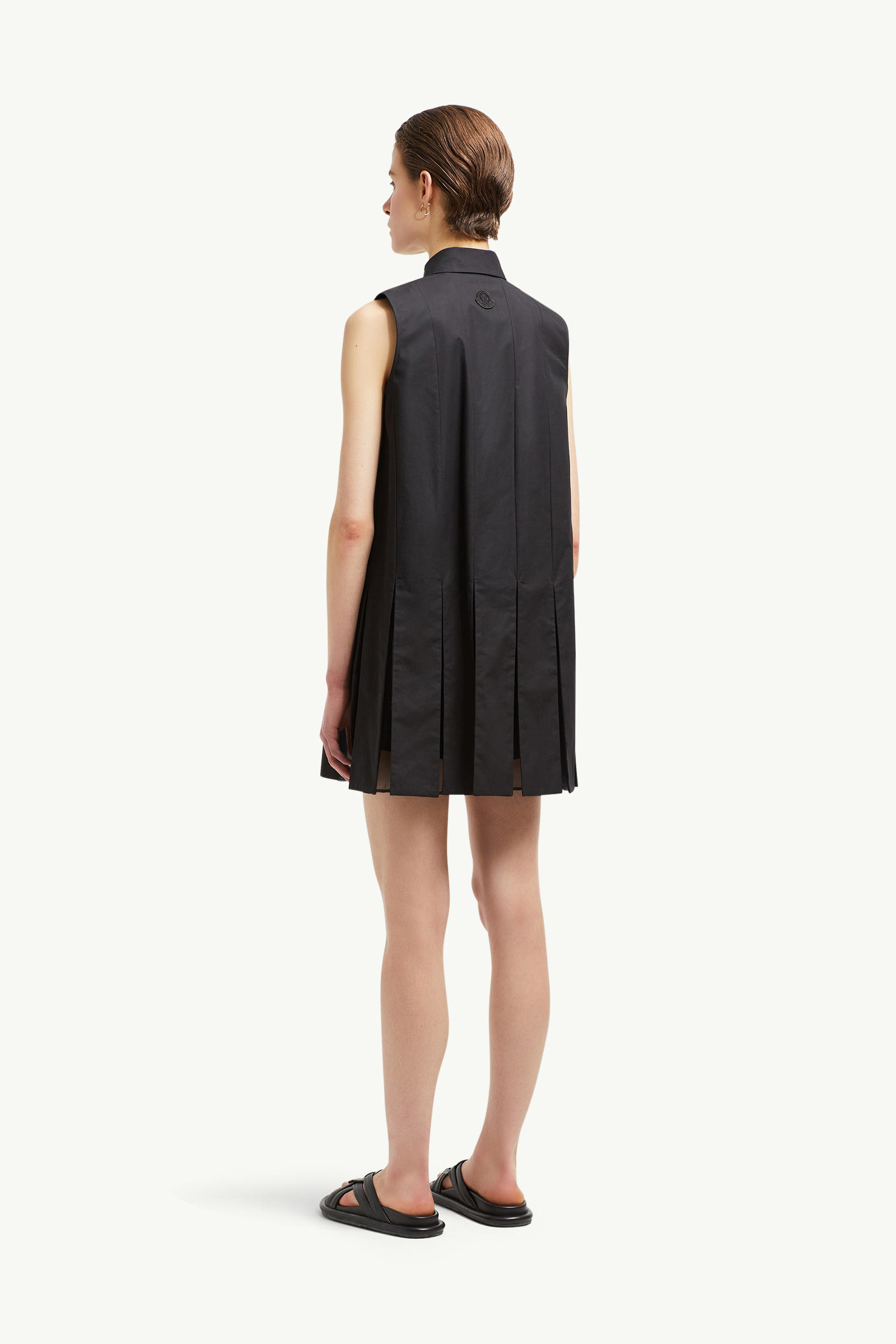 Cotton & Silk Mini Shirt Dress Women Black Moncler 4