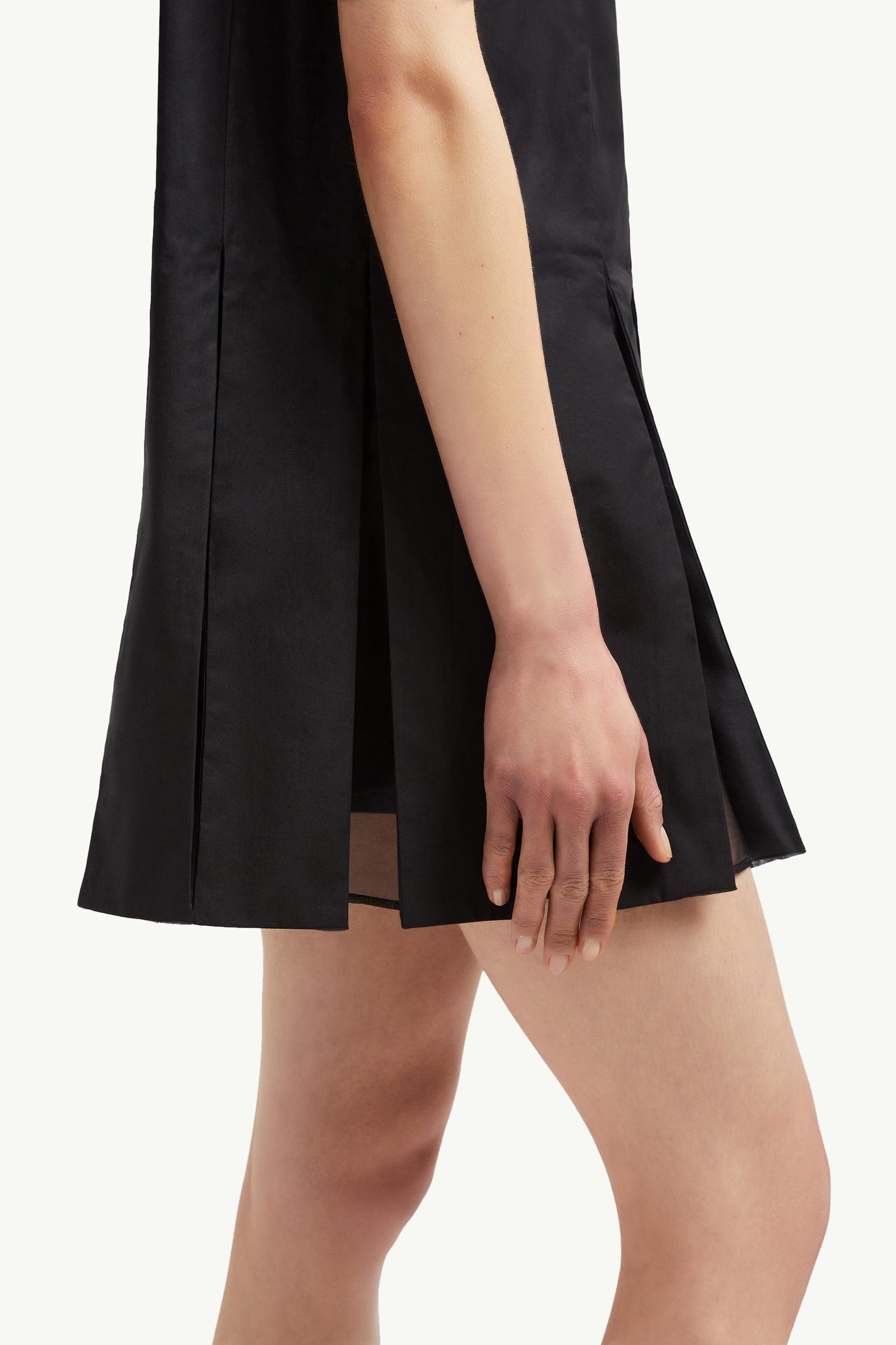 Black Cotton & Silk Mini Shirt Dress - Dresses for Women