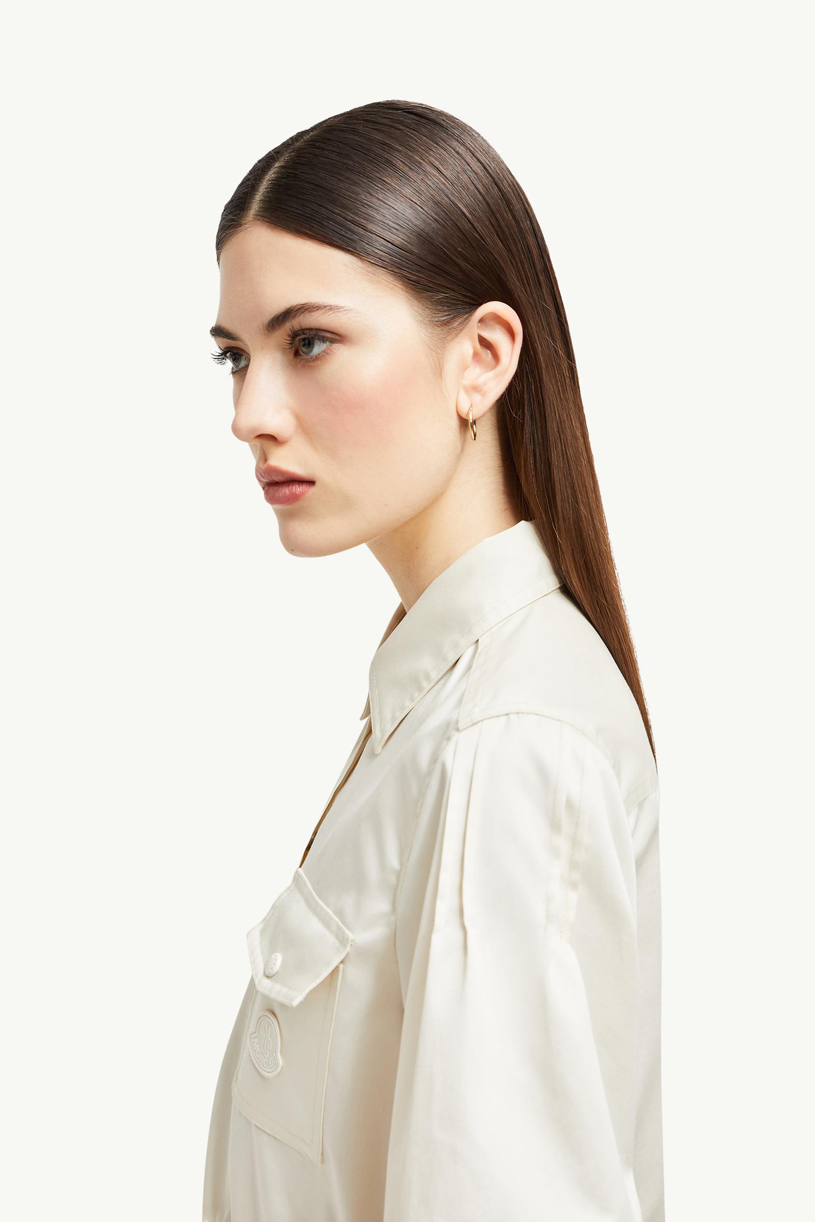 Cotton & Silk Midi Shirt Dress Women White Ivory Moncler 1