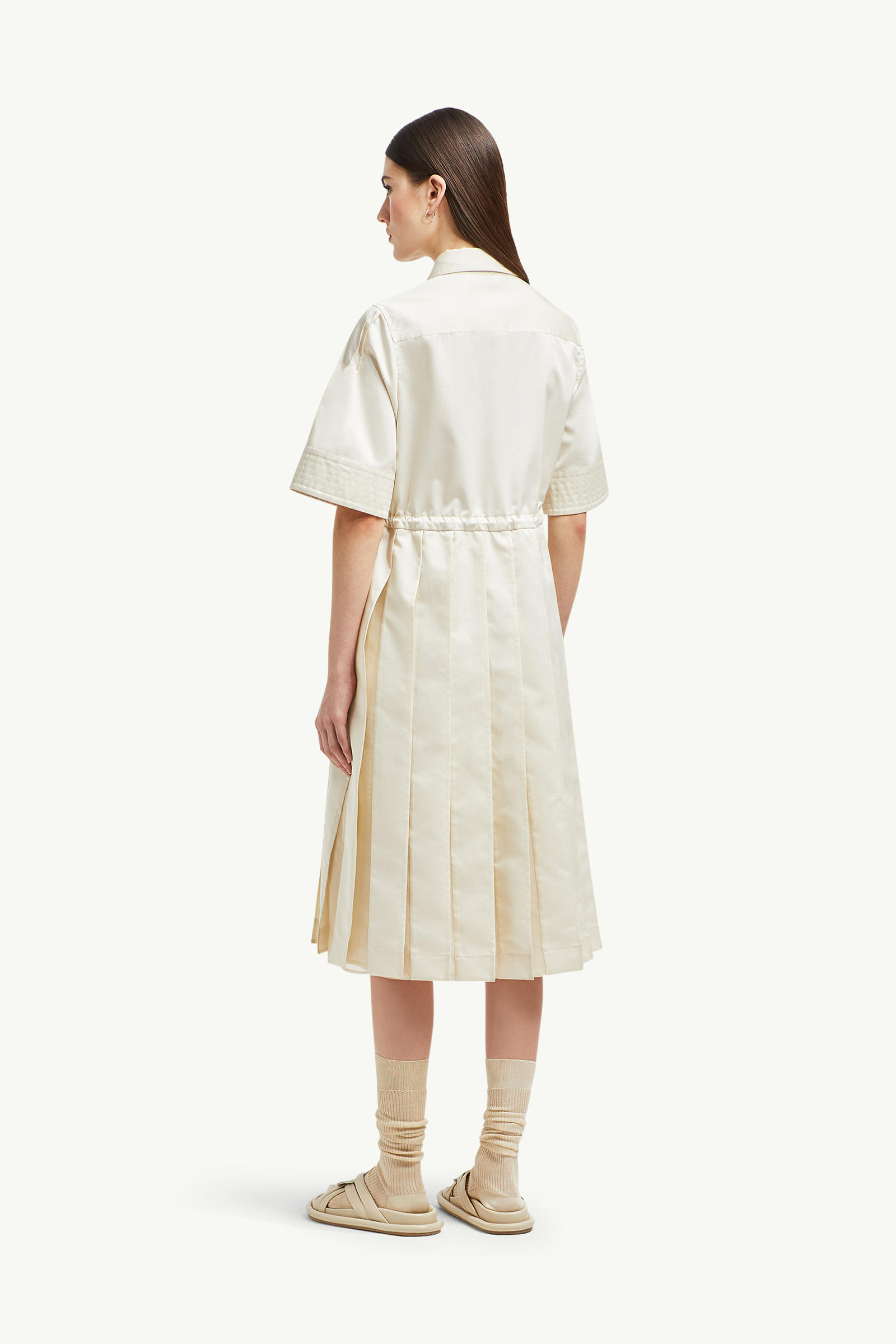 Cotton & Silk Midi Shirt Dress Women White Ivory Moncler 4