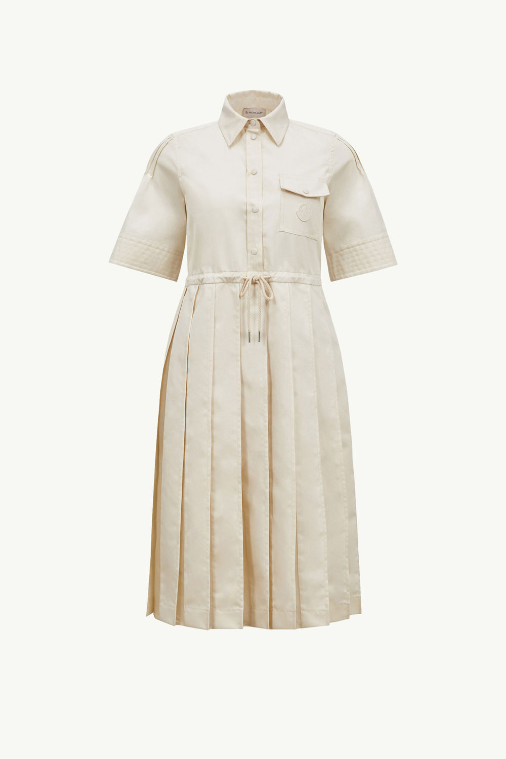 Cotton & Silk Midi Shirt Dress Women White Ivory Moncler 2
