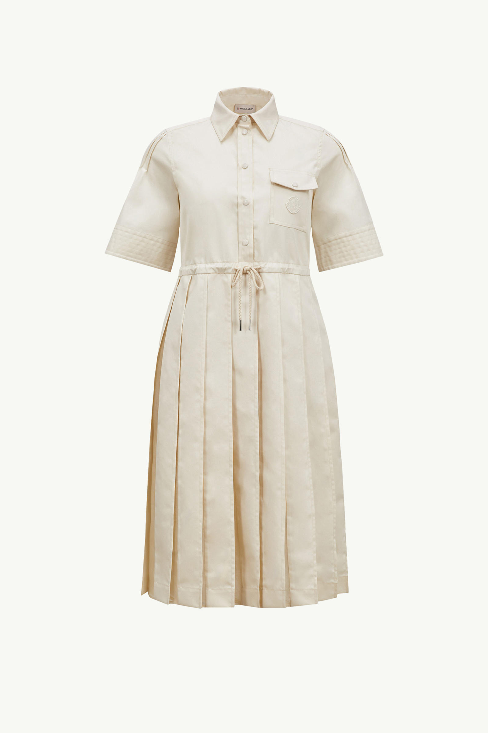 Cotton & Silk Midi Shirt Dress Women White Ivory Moncler 2