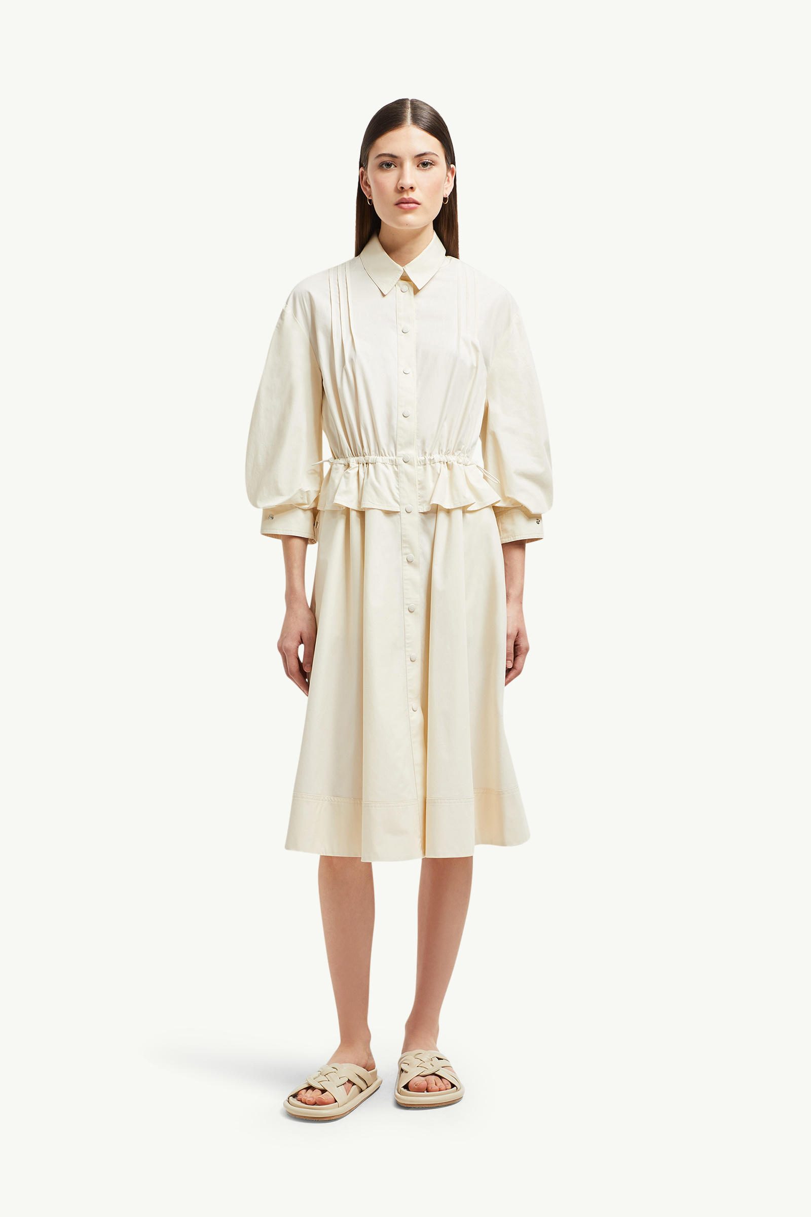 Cotton Peplum Shirt Dress Women White Ivory Moncler 3