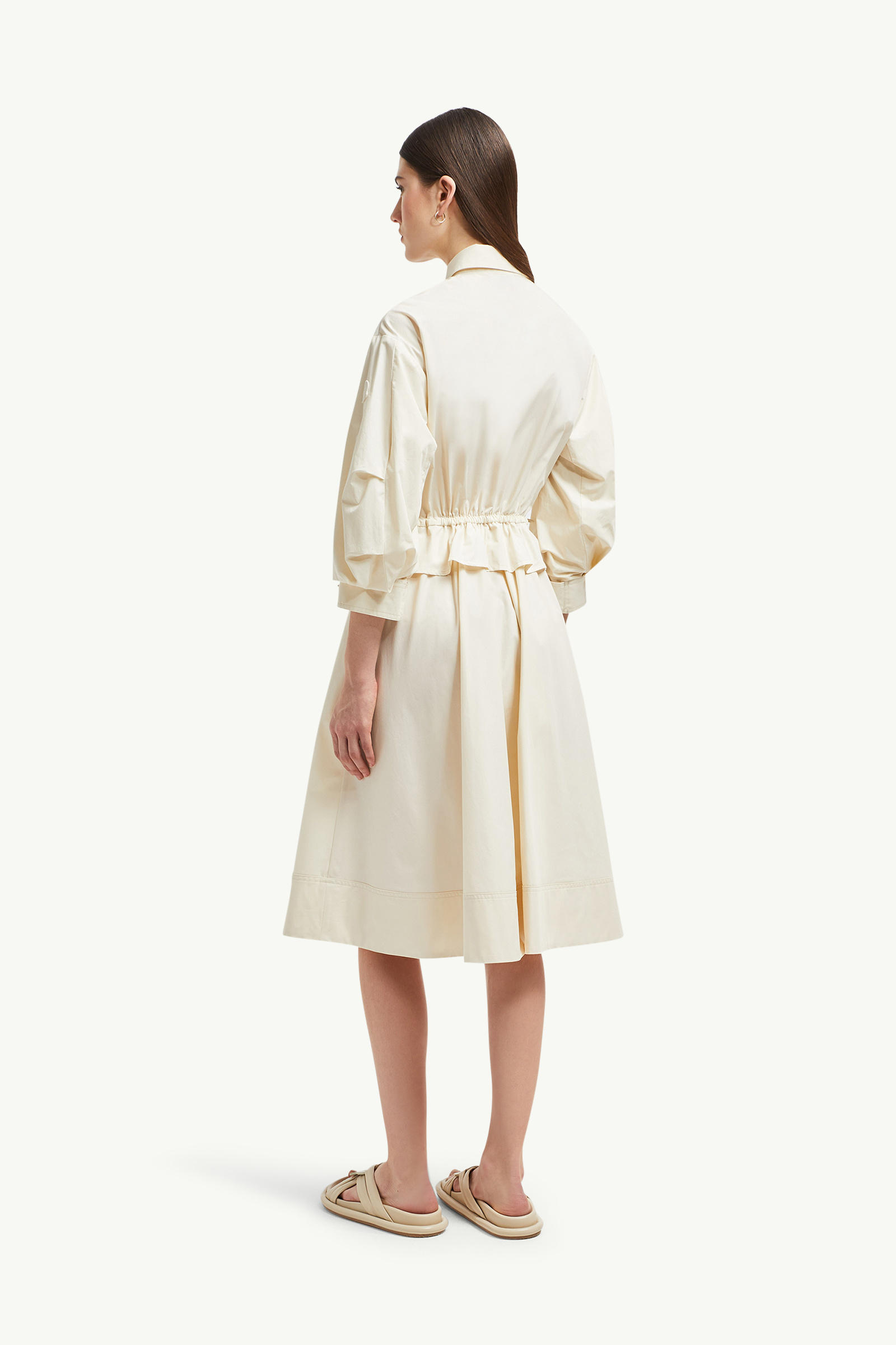Cotton Peplum Shirt Dress Women White Ivory Moncler 4