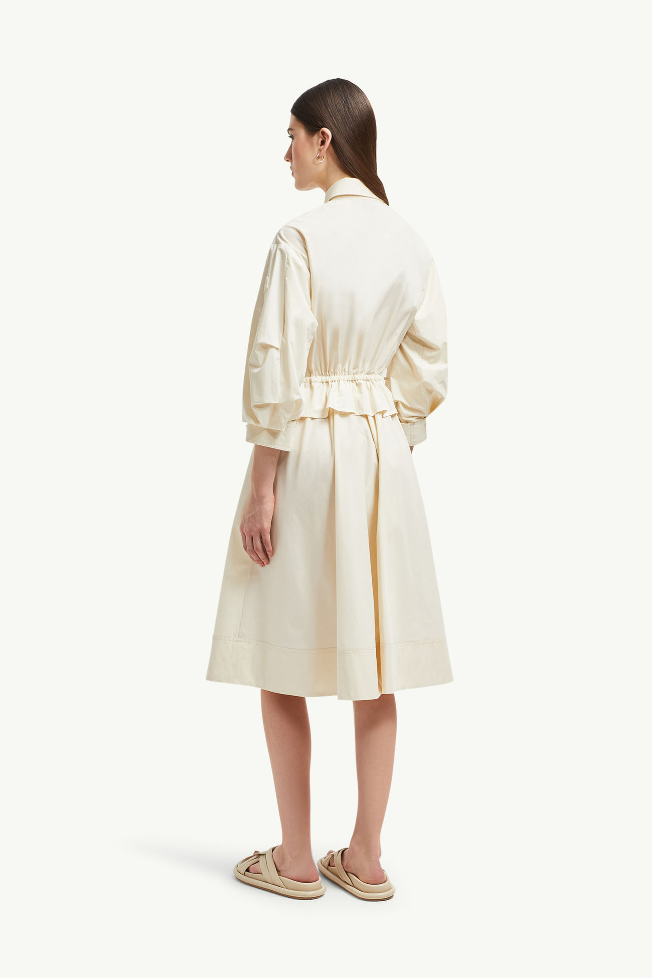 Hemdkleid aus Baumwolle mit Schößchen Damen Weiß-Elfenbein Moncler 4