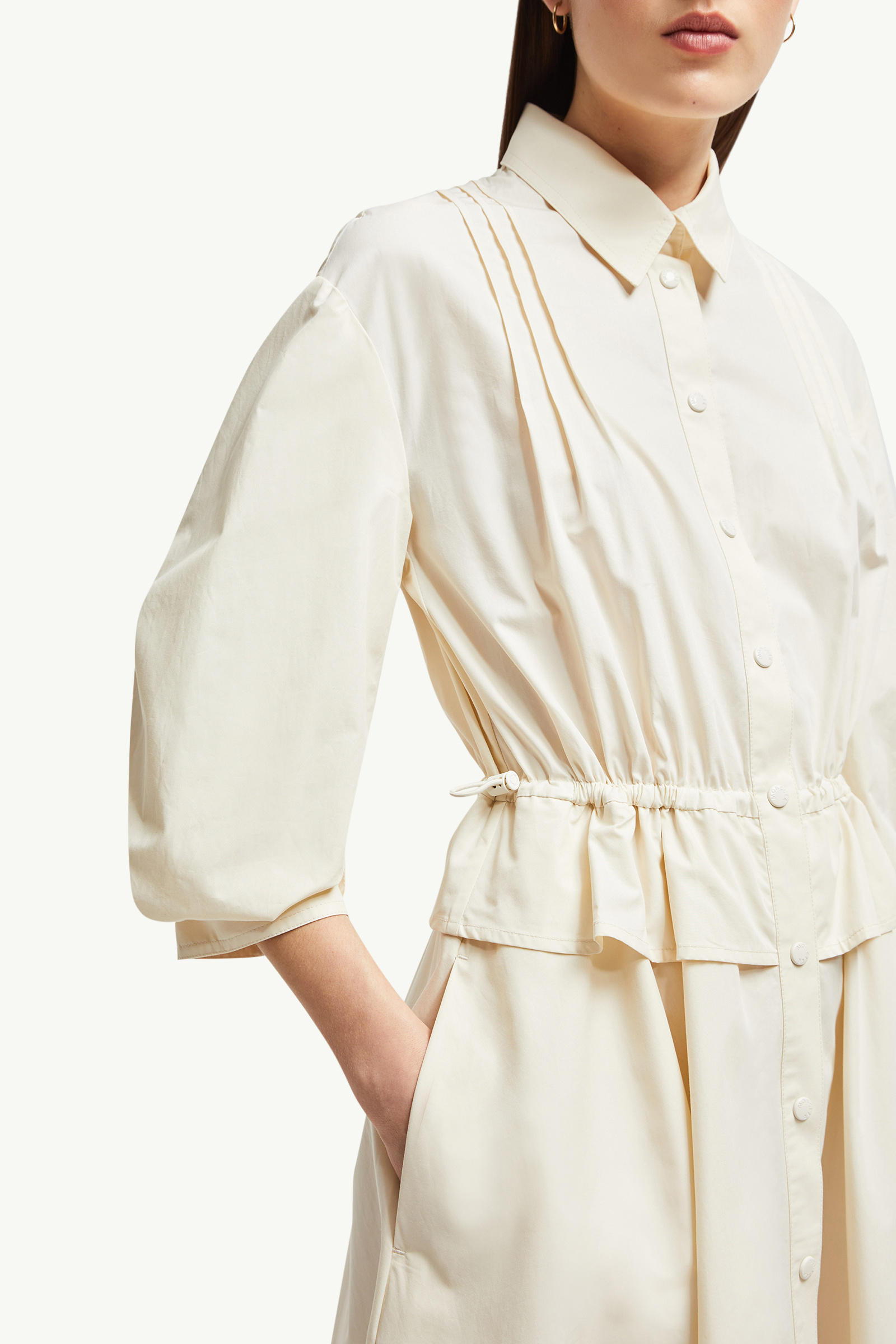 Cotton Peplum Shirt Dress Women White Ivory Moncler 5