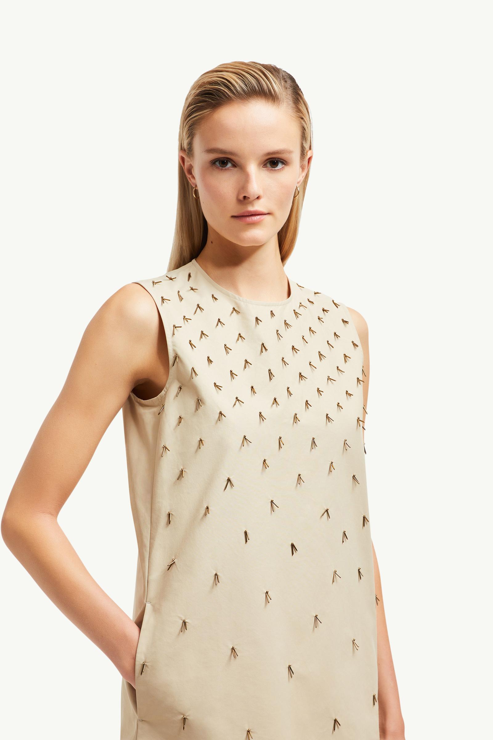 Beaded Mini Dress Women Light Beige Moncler 1