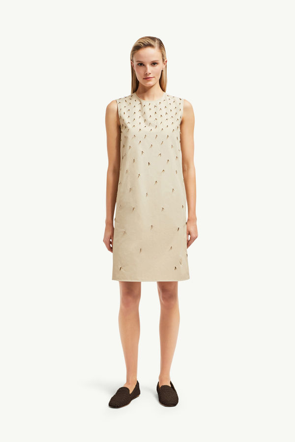 Beaded Mini Dress Women Light Beige Moncler 3