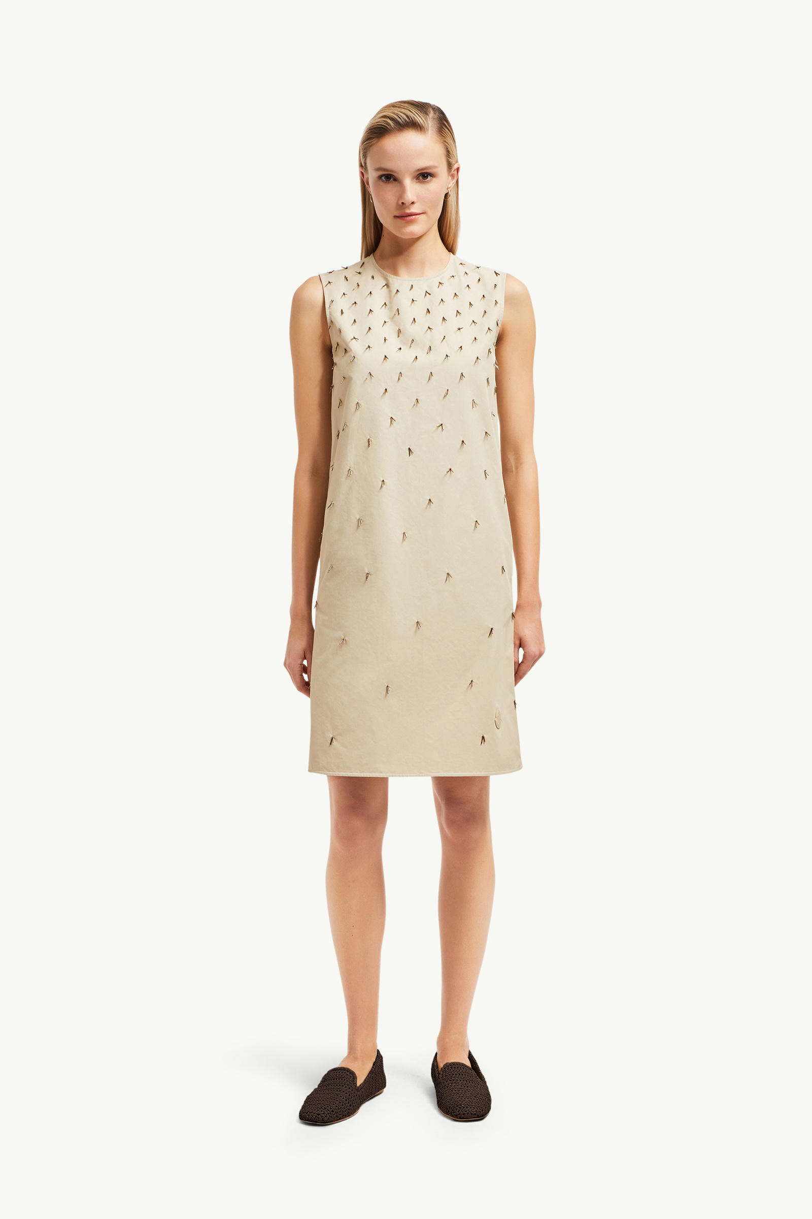 Beaded Mini Dress Women Light Beige Moncler 3