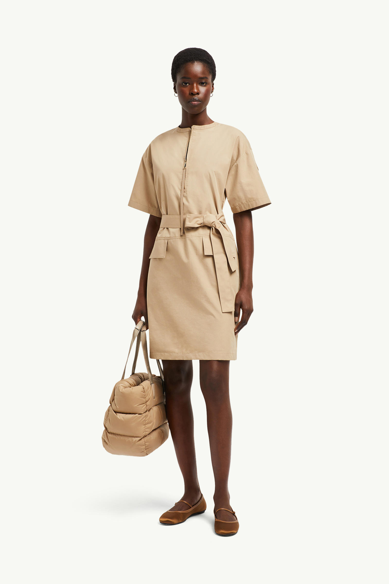 Belted Mini Dress Women Beige Moncler 0