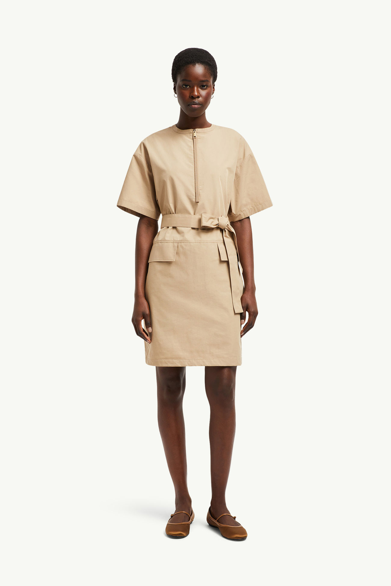 Mini-Kleid mit Gürtel Damen Beige Moncler 3