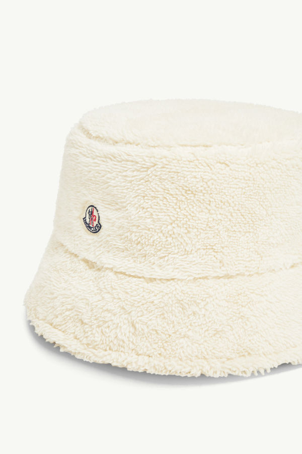 Reversible Cotton & Teddy Bucket Hat Women White Moncler 4