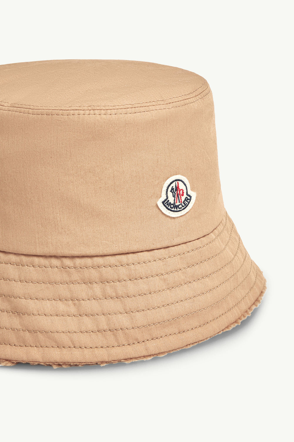 Reversible Cotton & Teddy Bucket Hat Women Camel Beige Moncler 2