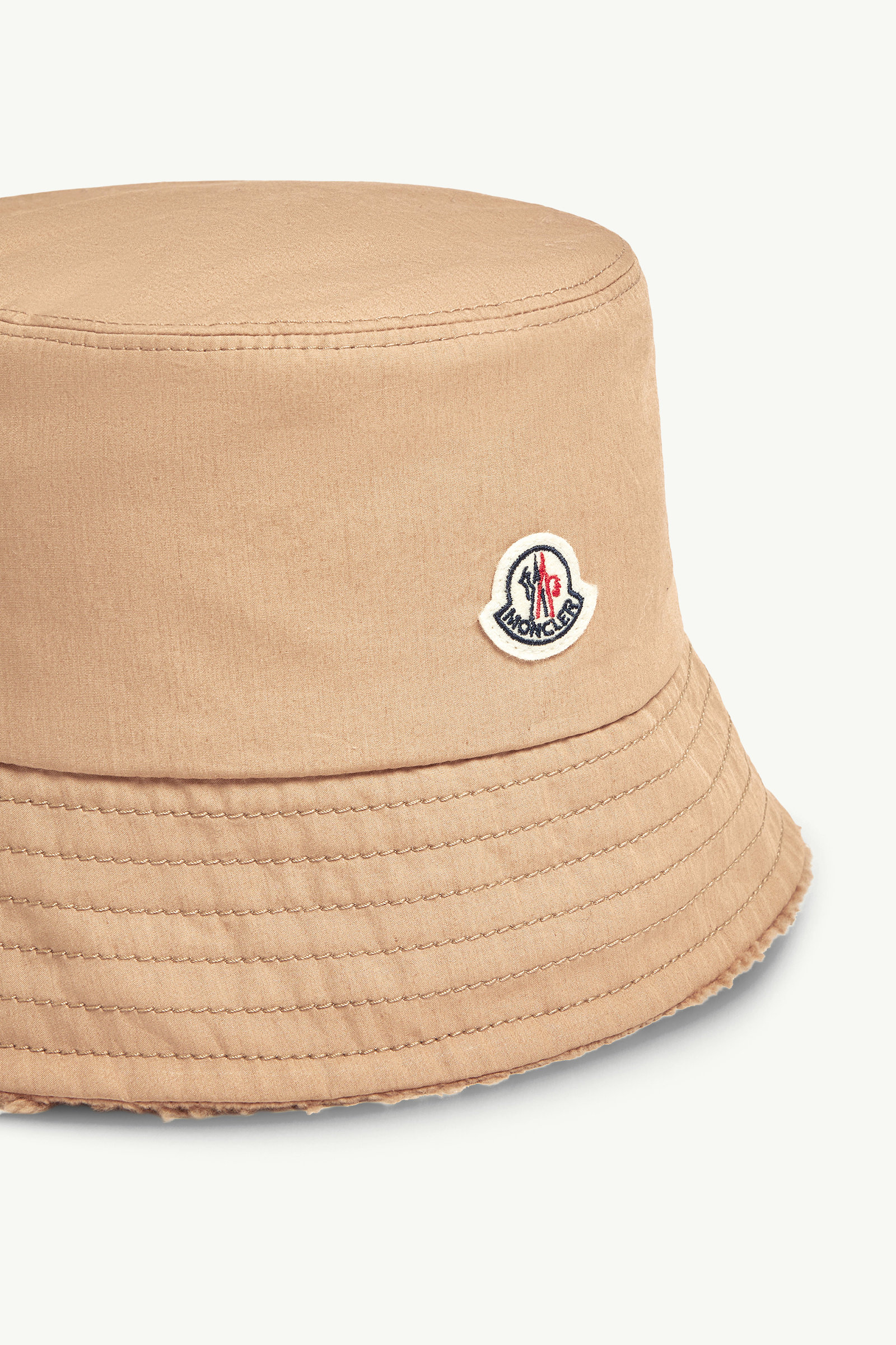 Reversible Cotton & Teddy Bucket Hat Women Camel Beige Moncler 2