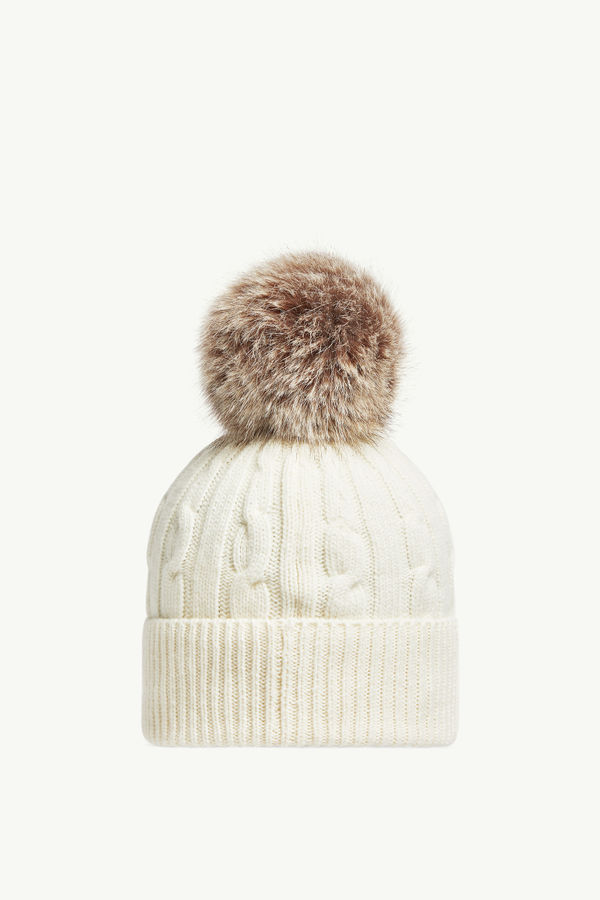 Wool & Cashmere Beanie with Pom Pom Women White Moncler 3