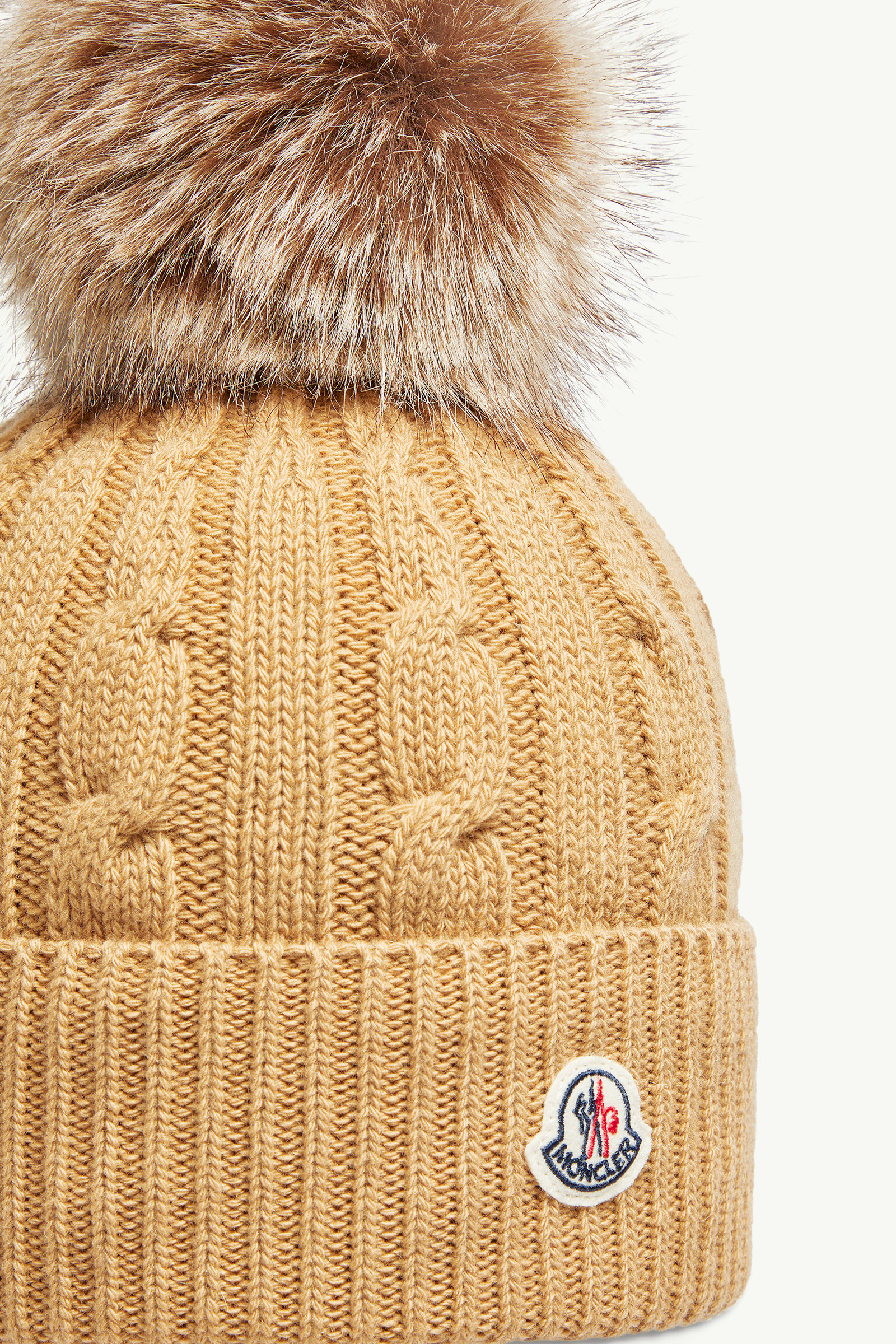 Berretto in lana e cashmere con pompon in materiali sintetici Donna Beige Moncler 2