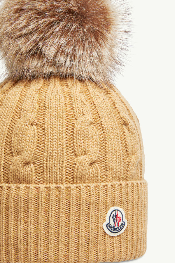 Wool & Cashmere Beanie with Pom Pom Women Beige Moncler 2