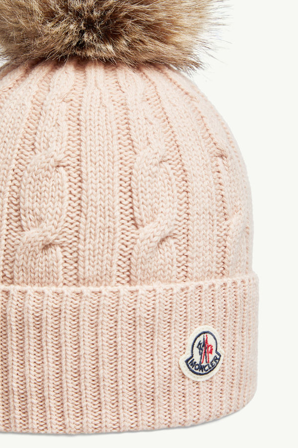 Wool & Cashmere Beanie with Pom Pom Women Pink Moncler 2