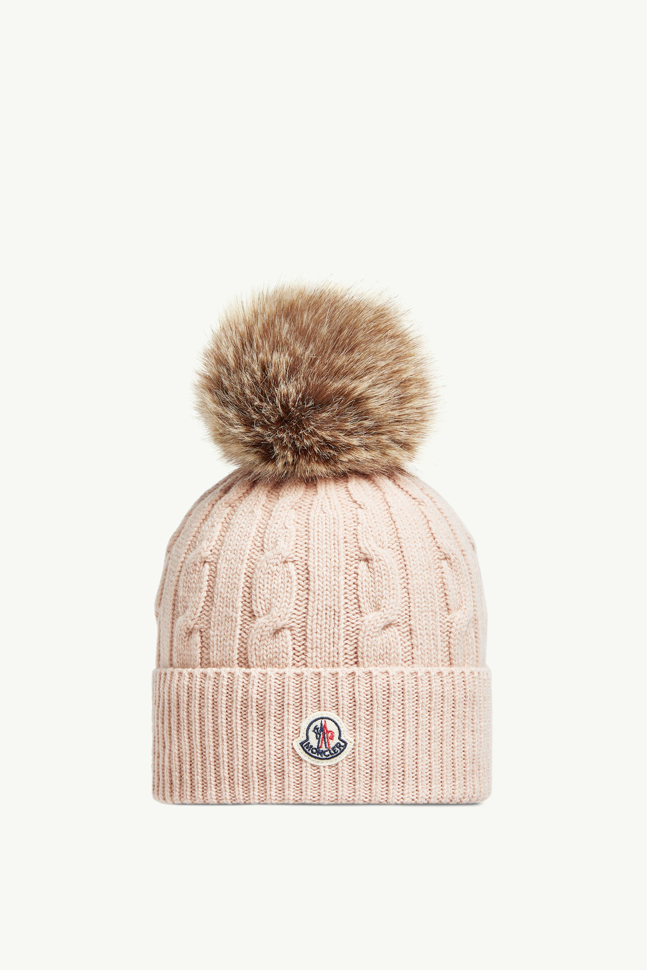 Berretto in lana e cashmere con pompon in materiali sintetici Donna Rosa Moncler 0