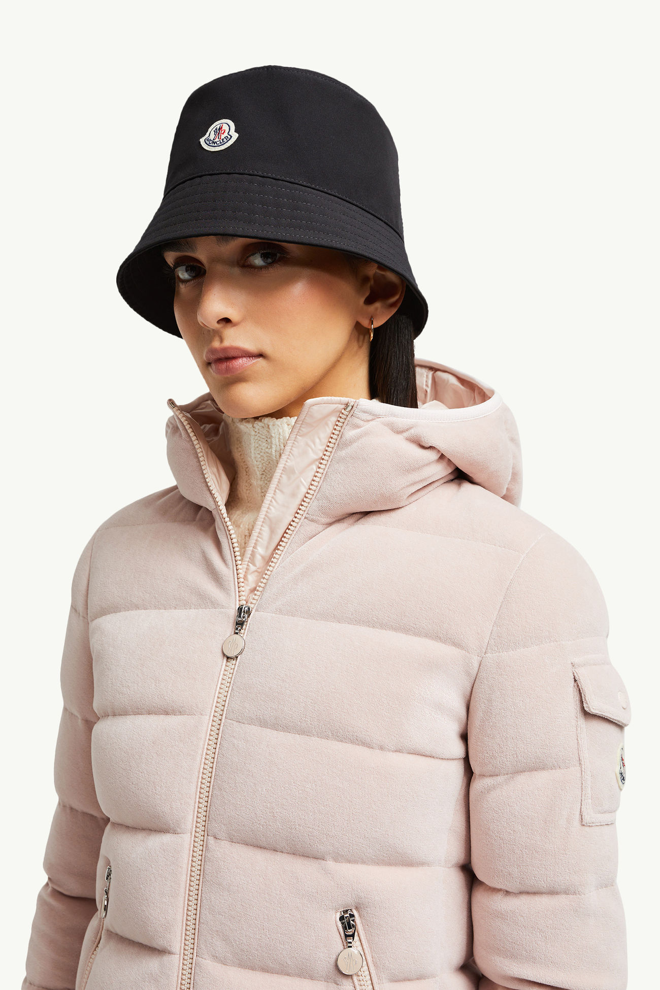 코튼 혼방 버킷 모자 여성 블랙 Moncler 1