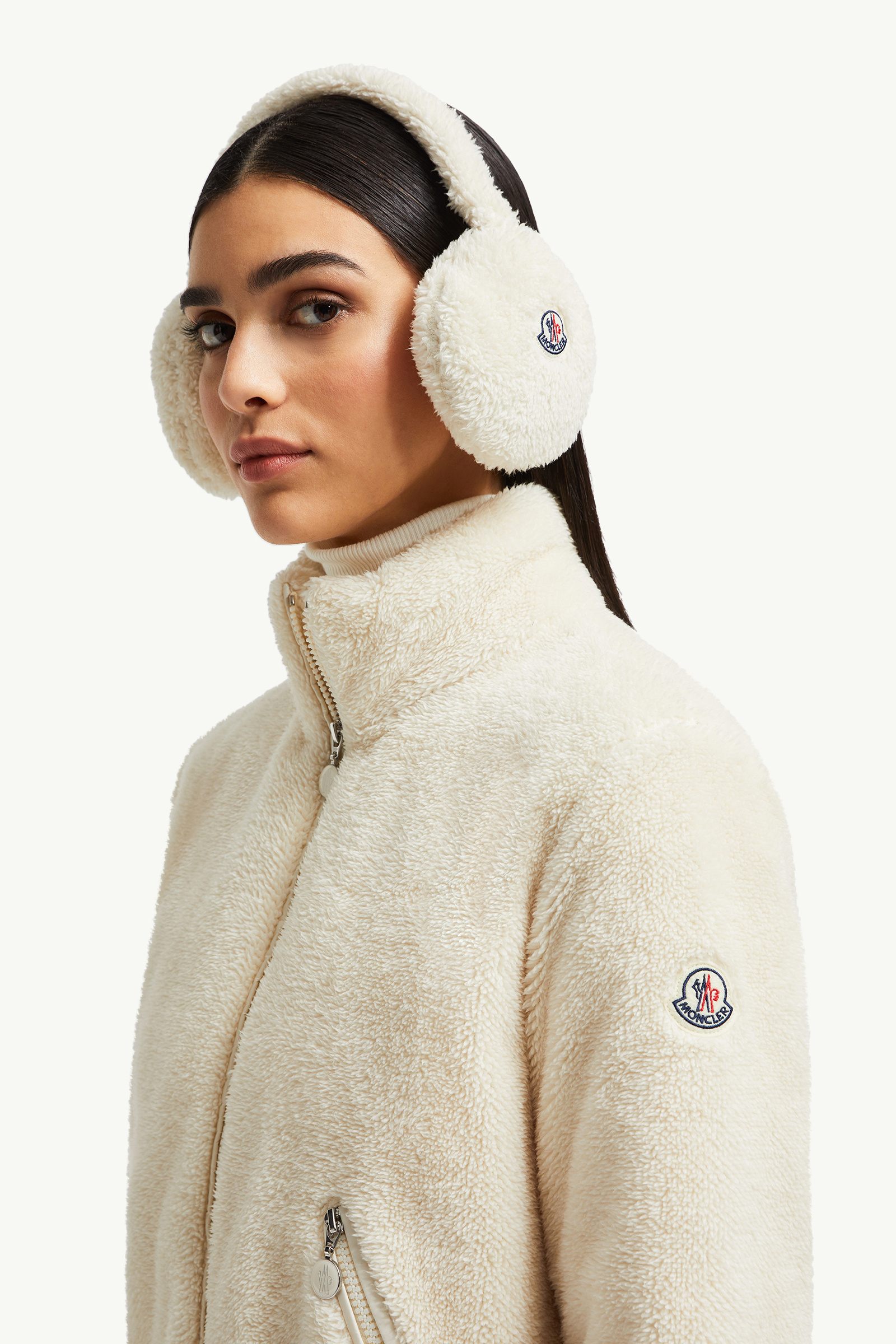 Cache-oreilles matelassé en teddy Femmes Blanc Moncler 1