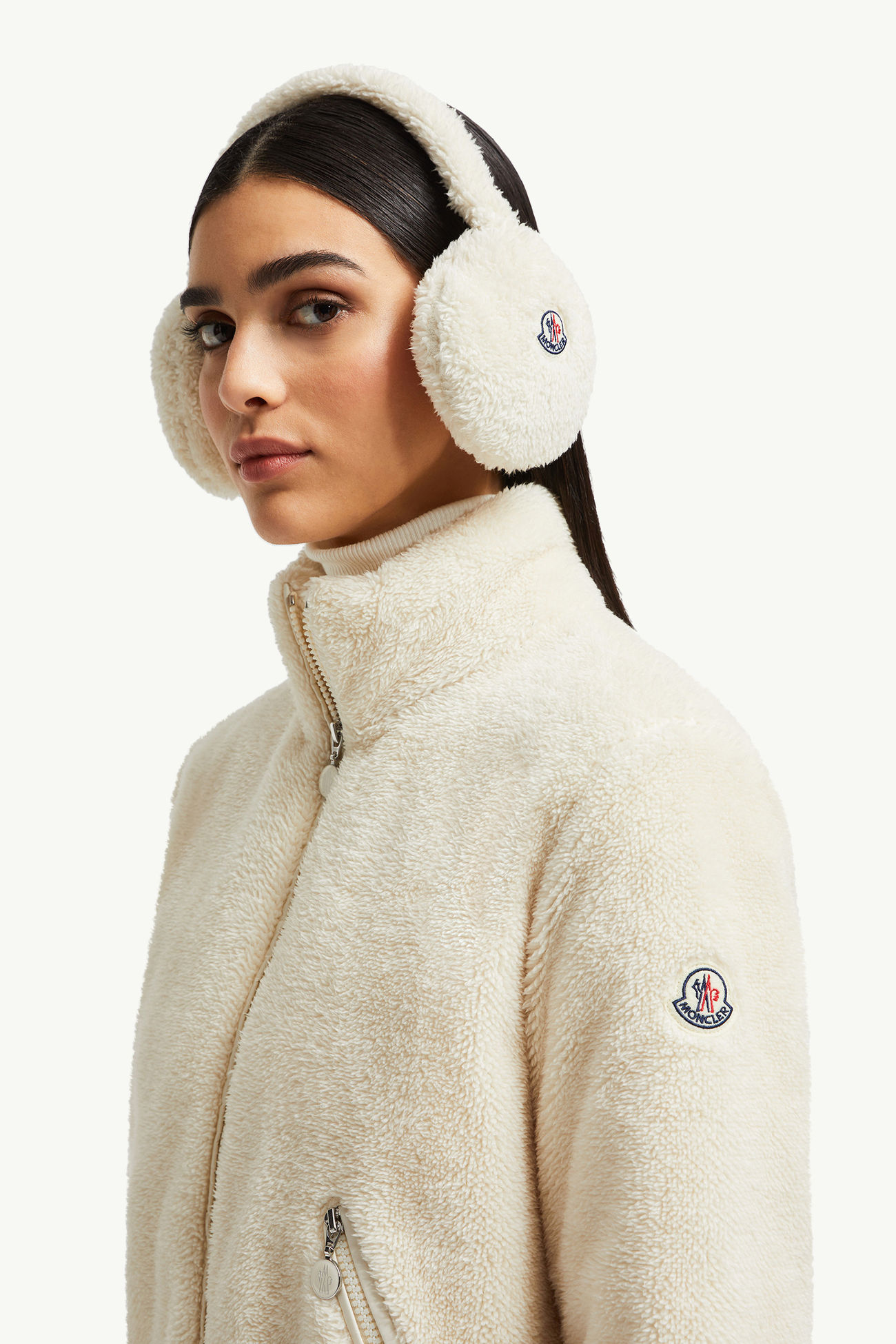 Paraorecchie imbottito in pile effetto teddy Donna Bianco Moncler 1
