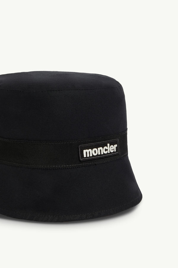 Reversible Cotton Canvas Bucket Hat Women Black & White Moncler 4