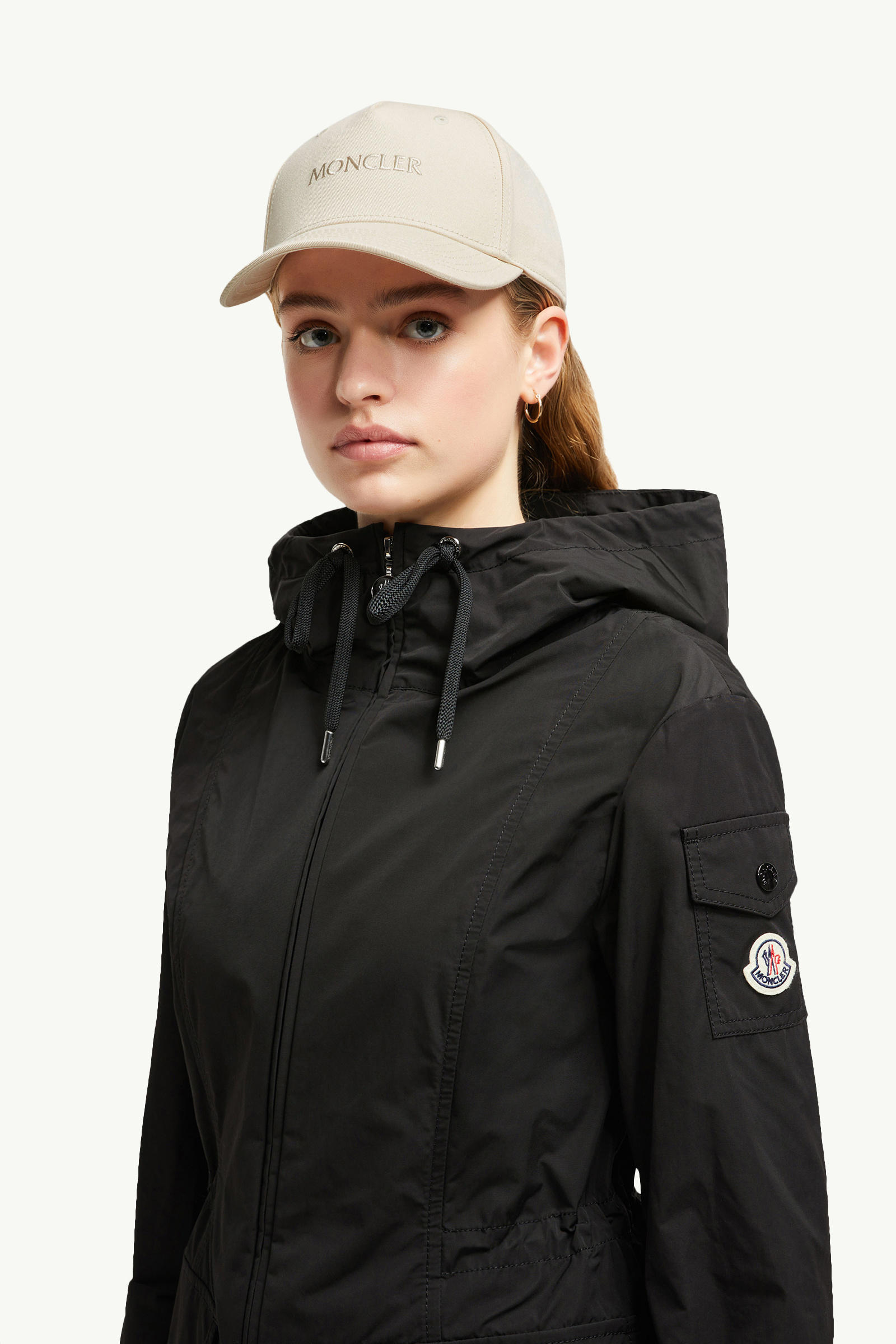 Embroidered Logo Gabardine Baseball Cap Women White Moncler 1