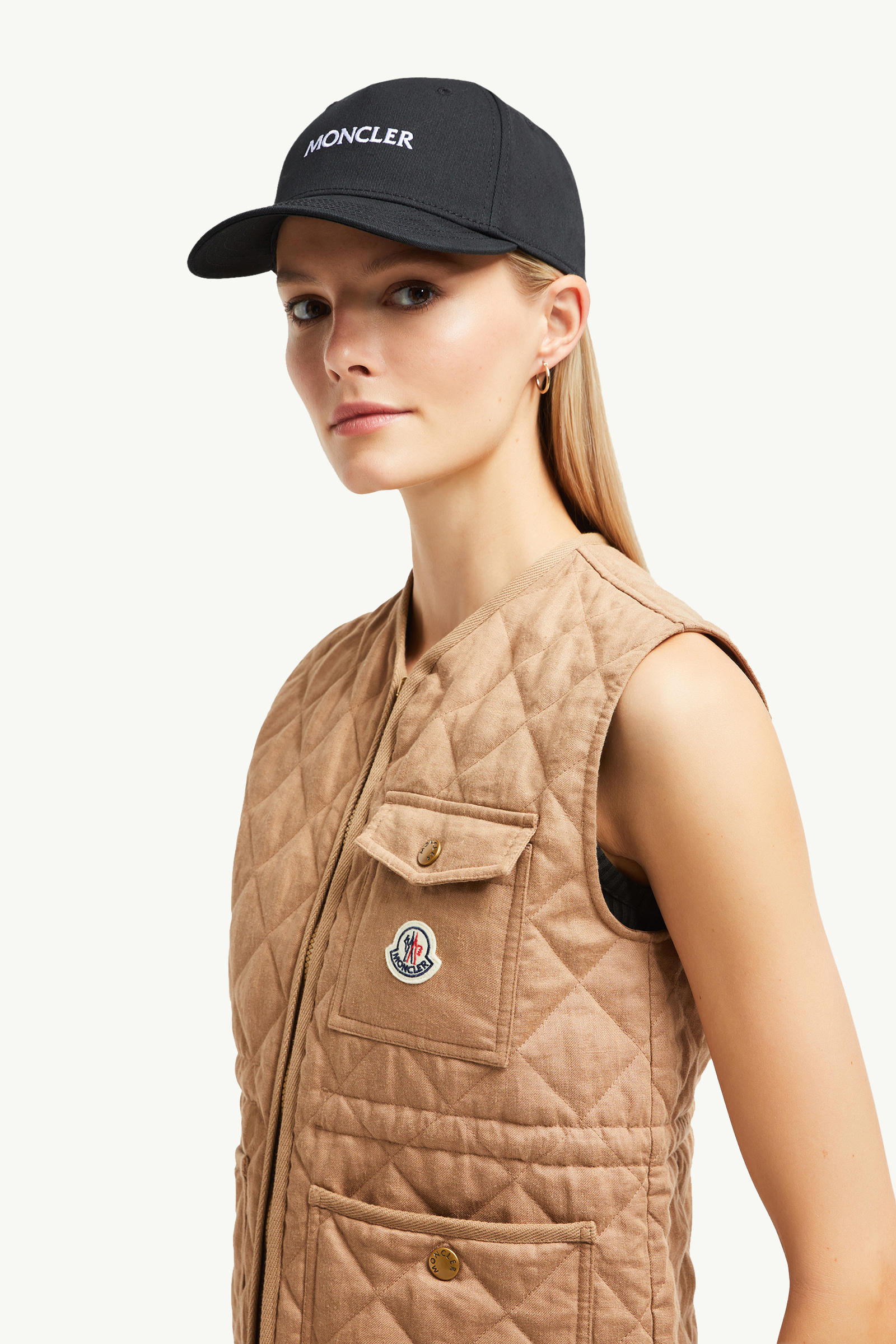 Embroidered Logo Gabardine Baseball Cap Women Black Moncler 1
