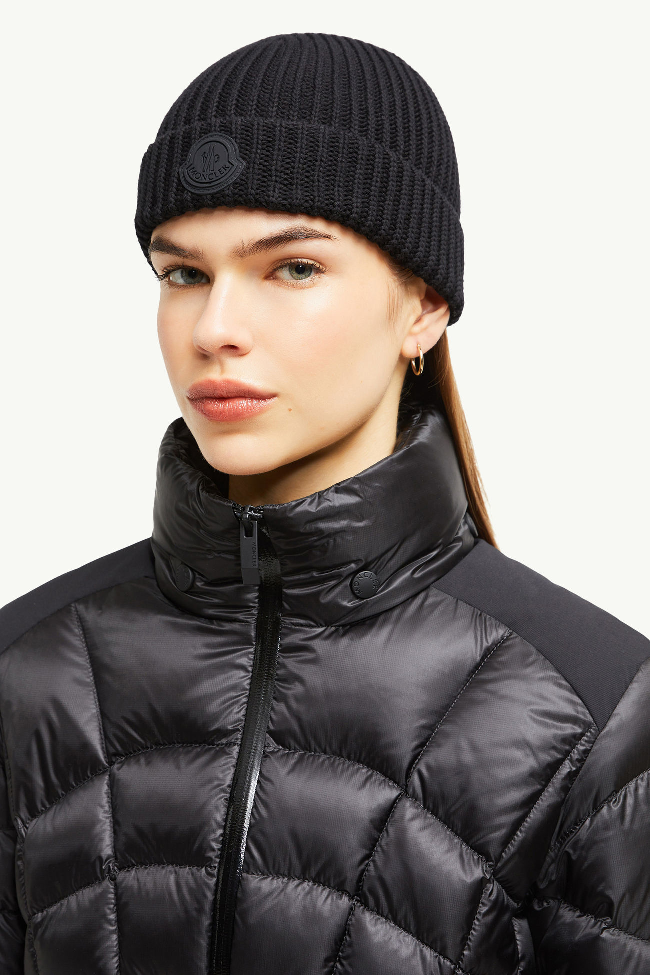 Beanie aus Baumwolle Damen Schwarz Moncler 1