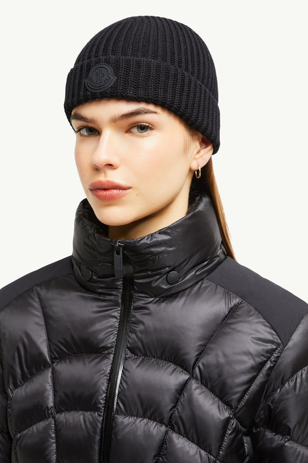 Cotton Beanie Women Black Moncler 1