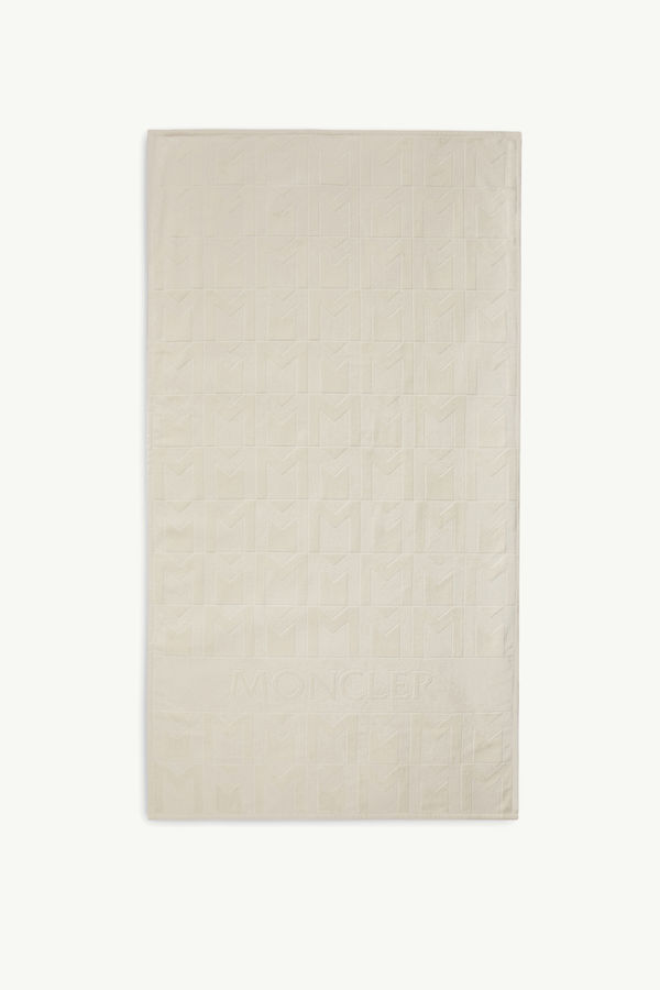 Monogram Cotton Terry Cloth Beach Towel Women White Moncler 0