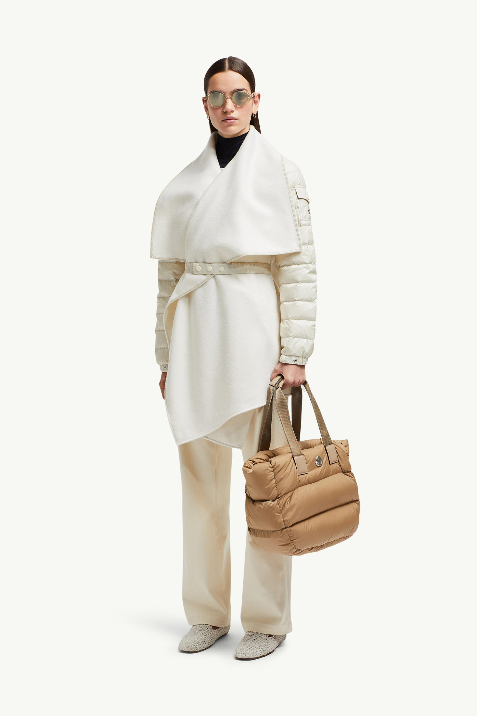Padded Wool Felt Cape Women White Moncler 0