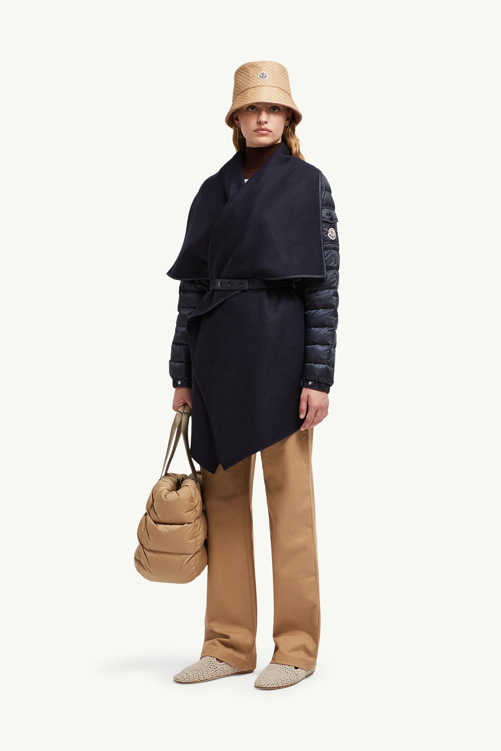 Padded Wool Felt Cape Women Dark Blue Moncler 0