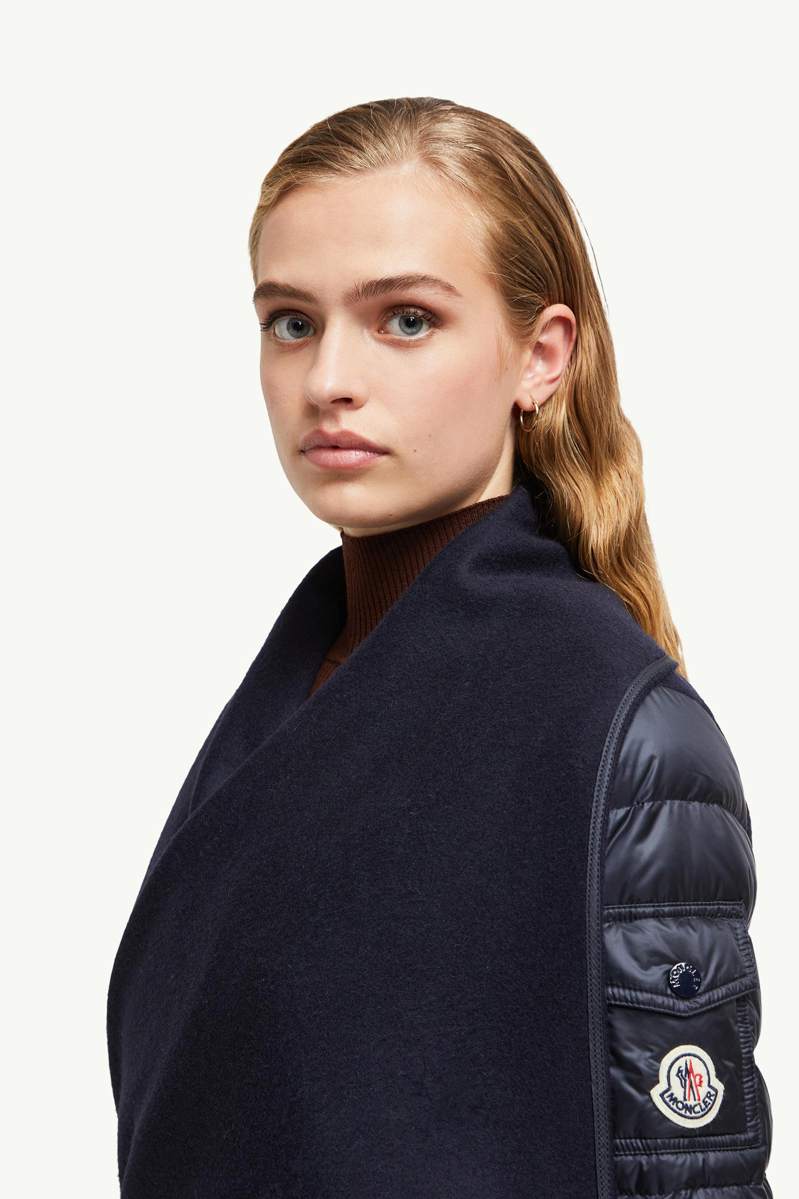 Padded Wool Felt Cape Women Dark Blue Moncler 1