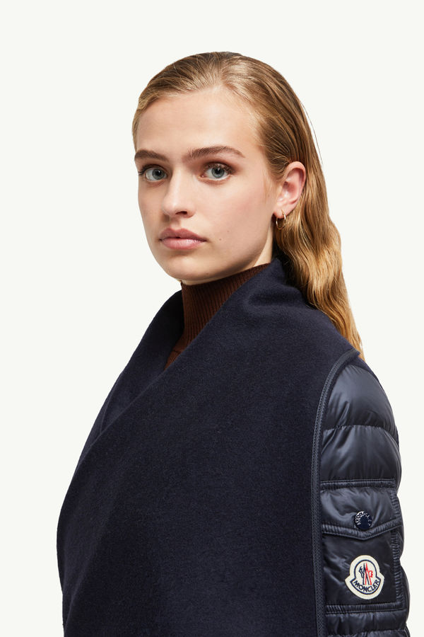 Padded Wool Felt Cape Women Dark Blue Moncler 1