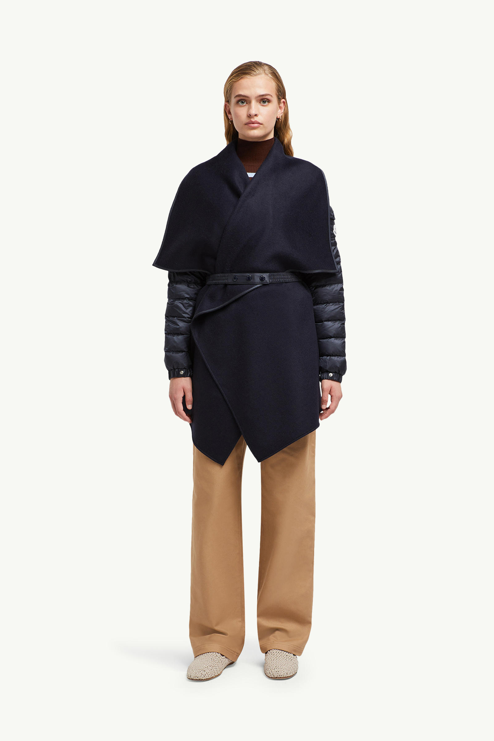 Padded Wool Felt Cape Women Dark Blue Moncler 3