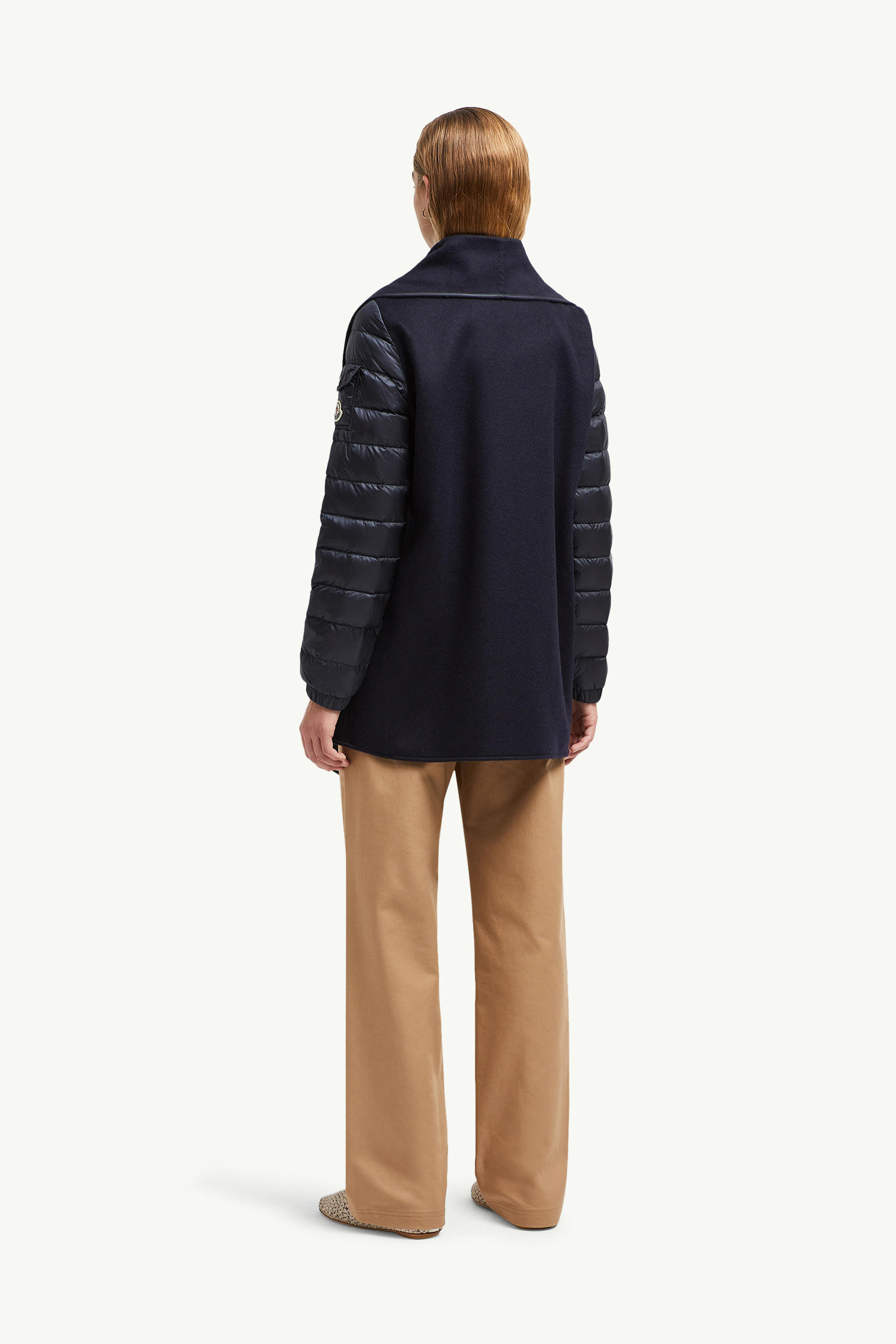 Padded Wool Felt Cape Women Dark Blue Moncler 4