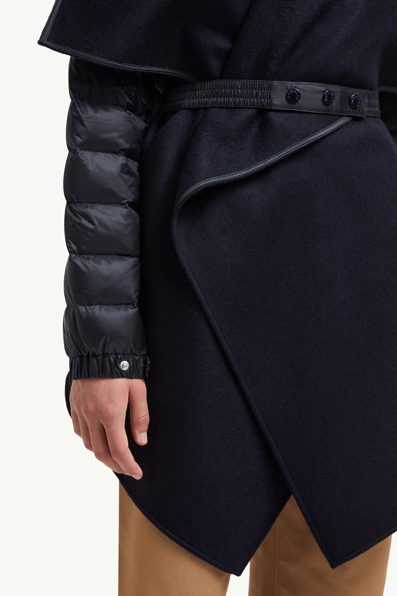 Padded Wool Felt Cape Women Dark Blue Moncler 5
