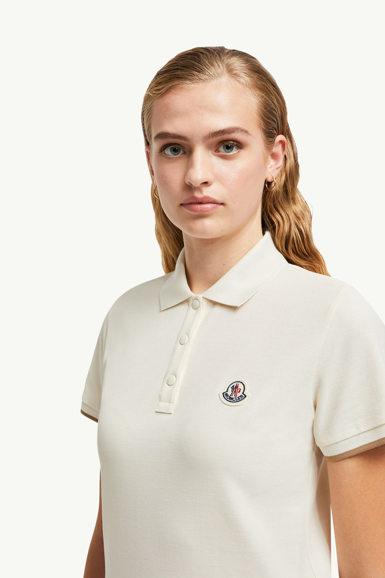 Polo in cotone piquet con patch logato Donna Bianco Moncler 1