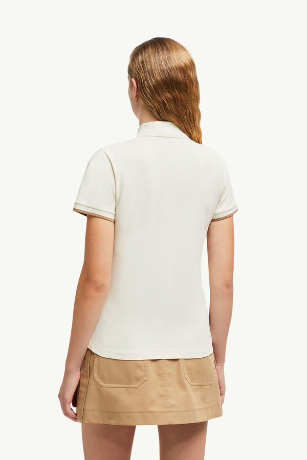 Logo Patch Cotton Piquet Polo Shirt Women White Moncler 4