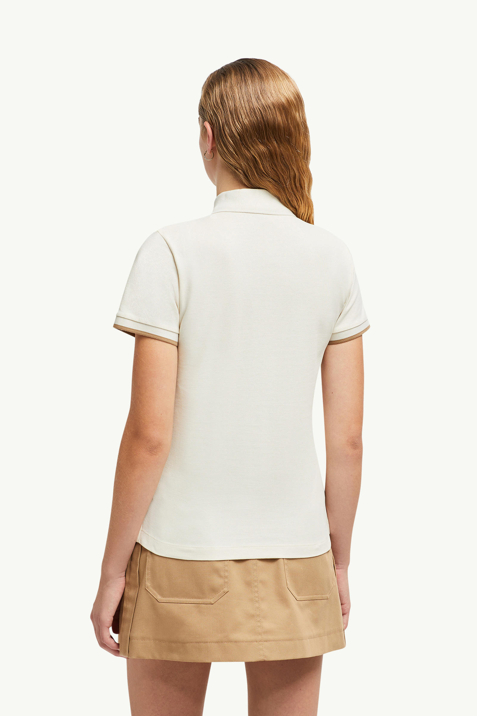 Logo Patch Cotton Piquet Polo Shirt Women White Moncler 4