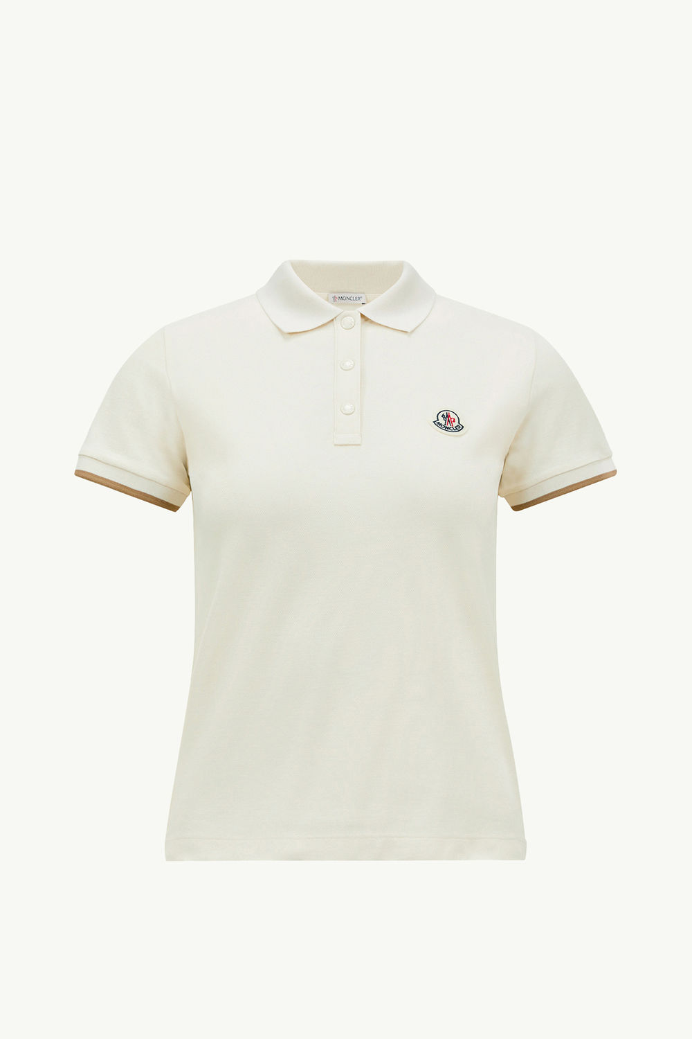 Logo Patch Cotton Piquet Polo Shirt Women White Moncler 2