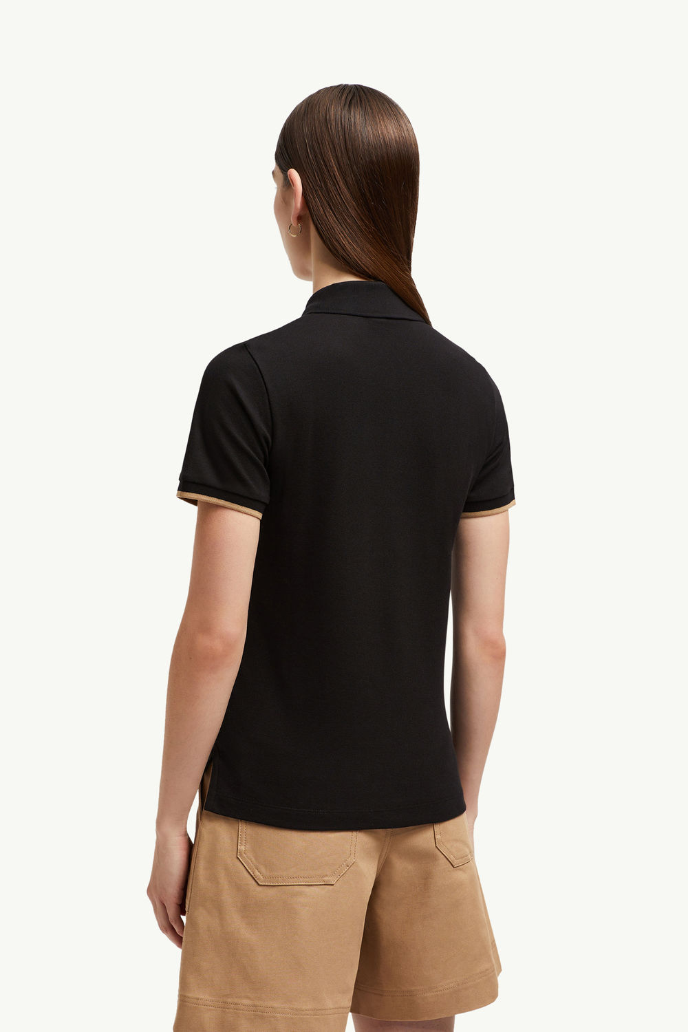 Logo Patch Cotton Piquet Polo Shirt Women Black Moncler 4